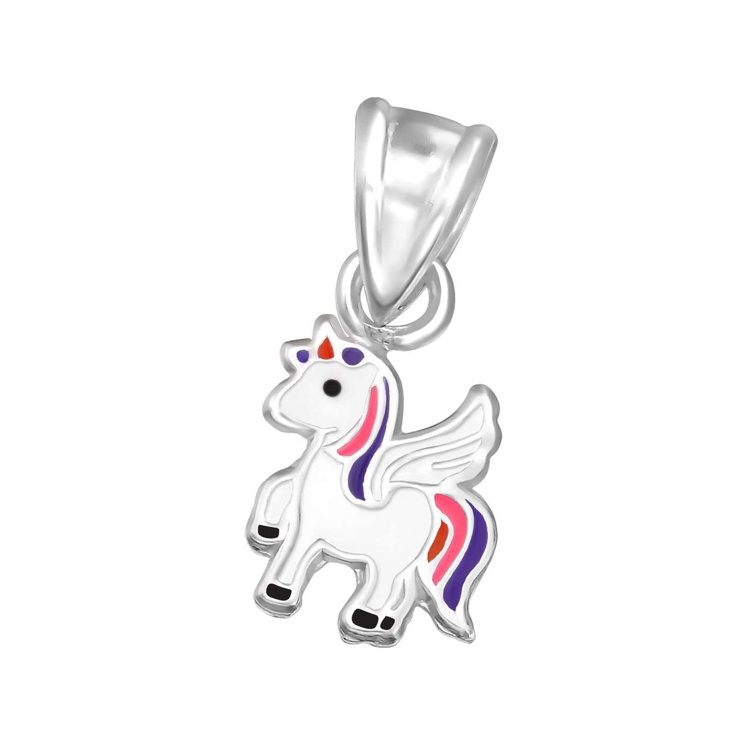 Sterling Silver Kids Enamel Unicorn Necklace