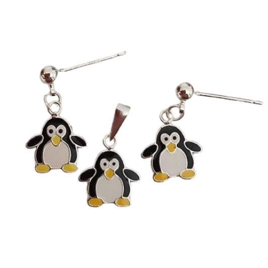 Sterling Silver Penguin Childs Matching Jewellery Set