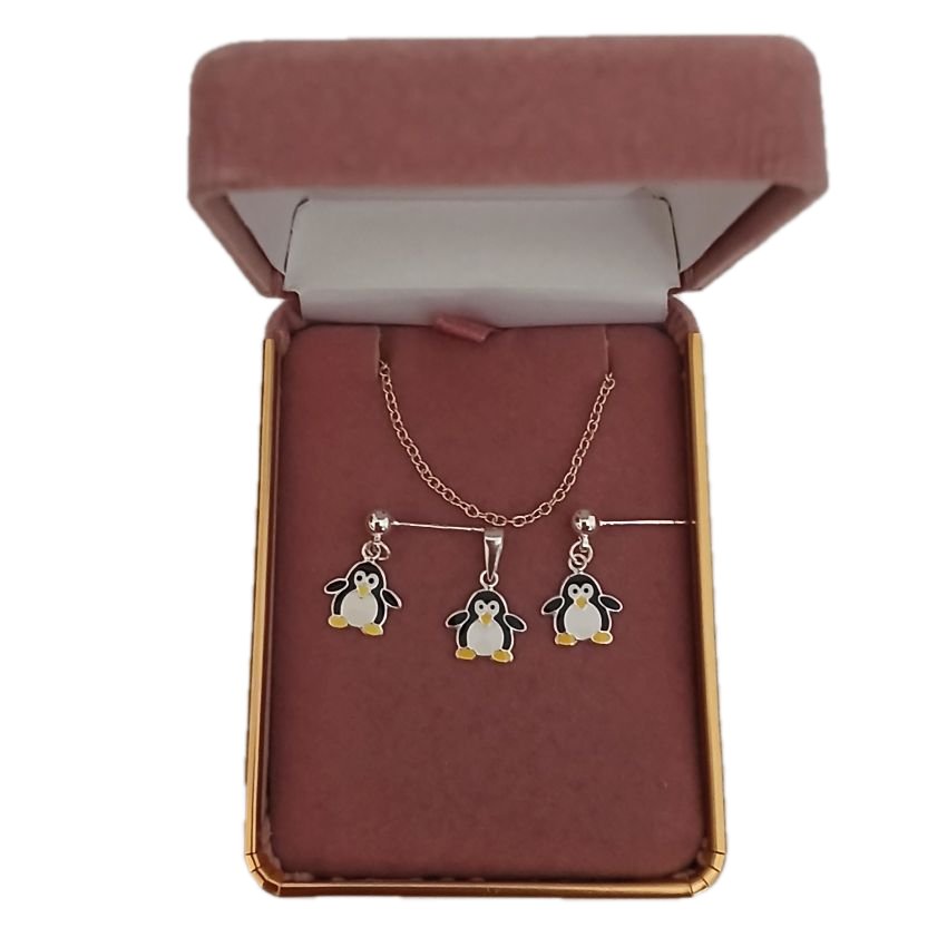 Sterling Silver Penguin Childs Matching Jewellery Set(2)