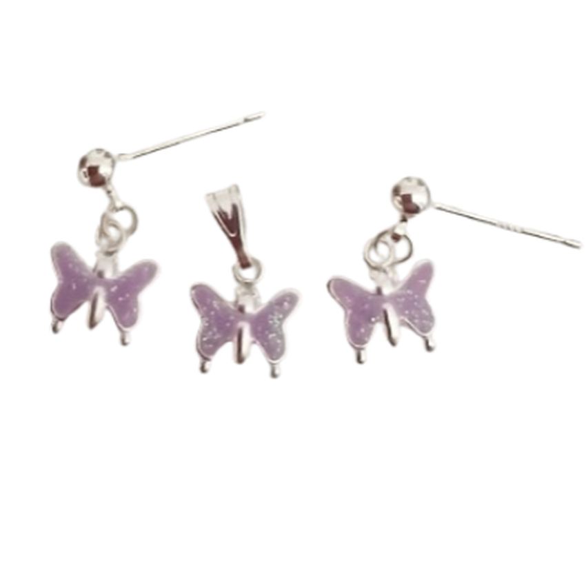 Sterling Silver Small Butterfly Childs Matching Jewellery Set