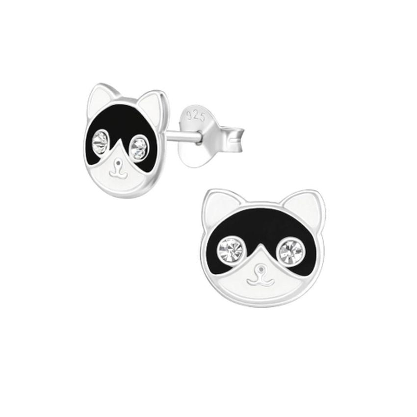 Sterling Silver Cat Face Earrings