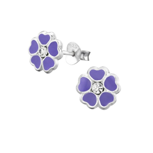 Sterling Silver Purple Flower Earrings