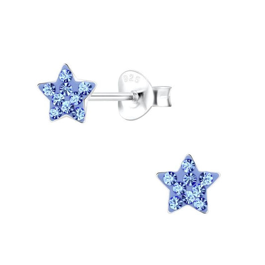 Sterling Silver Blue Star Earrings