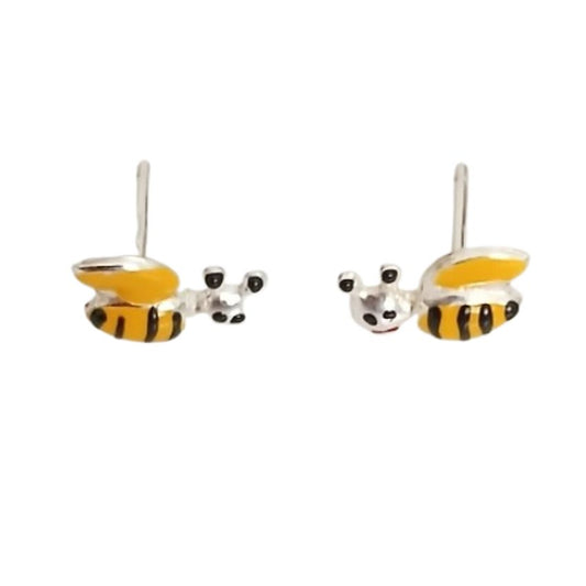 Sterling Silver CZ Bee Earrings