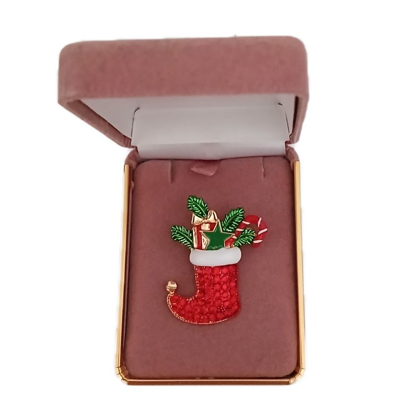 Stocking Christmas Ladies Brooch(2)