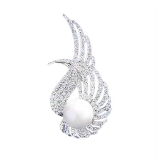 Swirl Diamante And Pearl Ladies Brooch