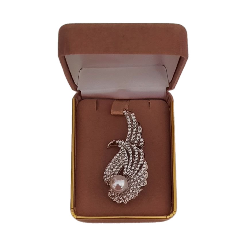 Swirl Diamante And Pearl Ladies Brooch(2)