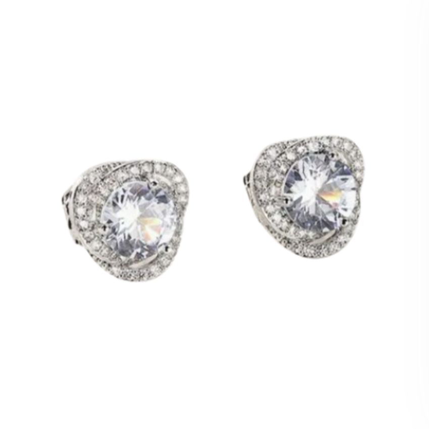 Swirl Diamante Stud Clip On Earrings