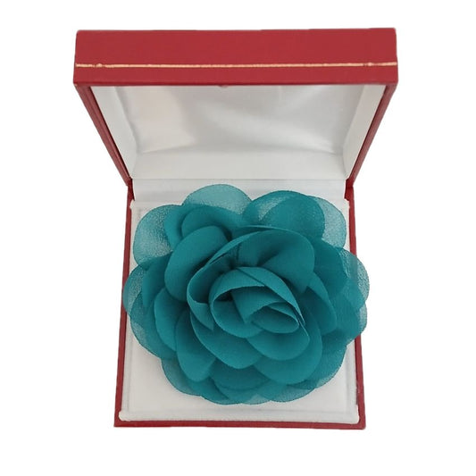 Teal Blue Satin Flower Centre Wrist Corsage