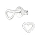 Open Heart Design Silver Stud Earrings