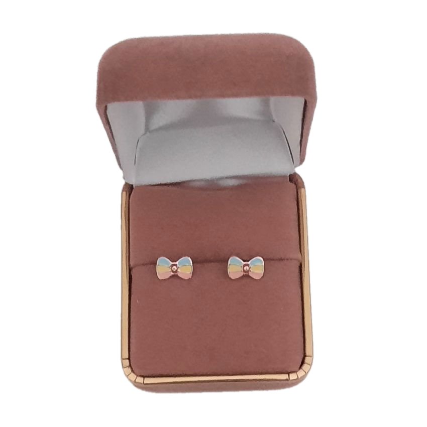 Tiny Bow Sterling Silver Stud Earrings(2)