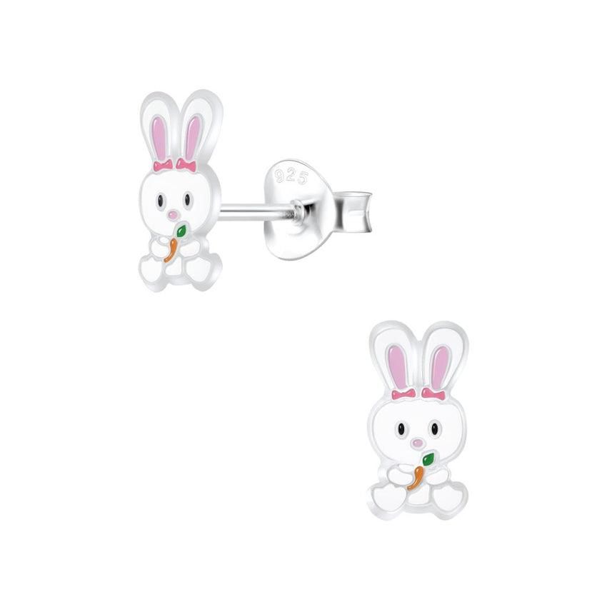 Tiny Sterling Silver Girls Rabbit Earrings