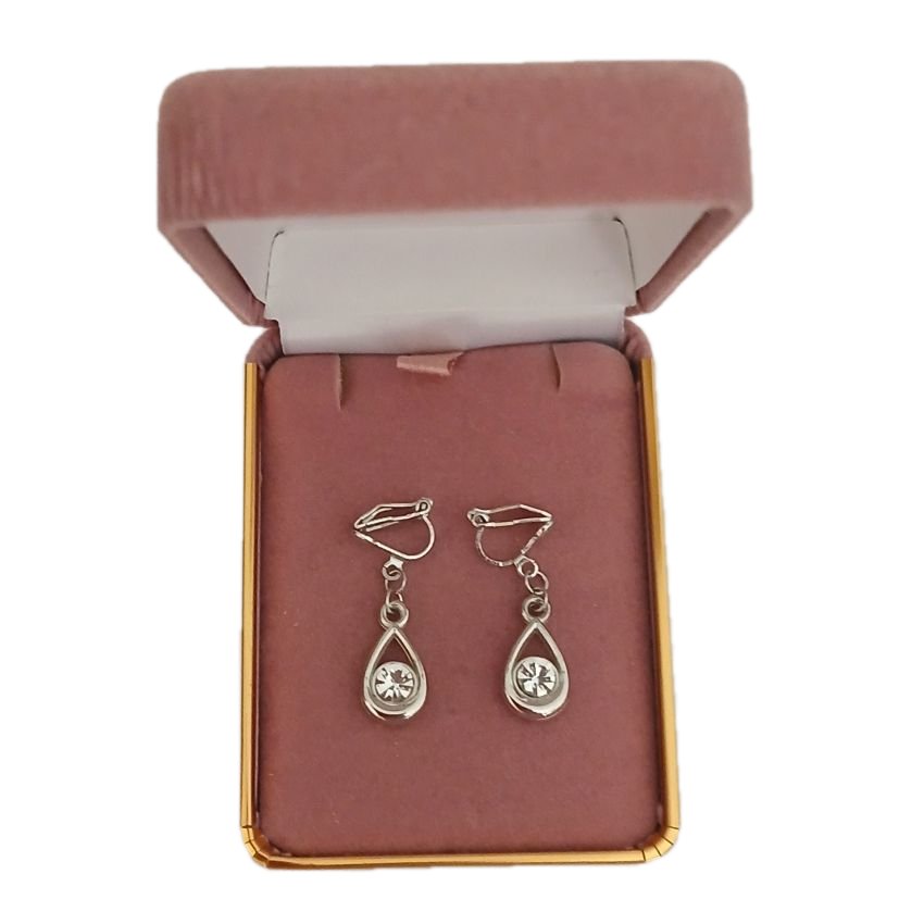 Torpedo Cubic Zirconia Drop Clip On Earrings(2)