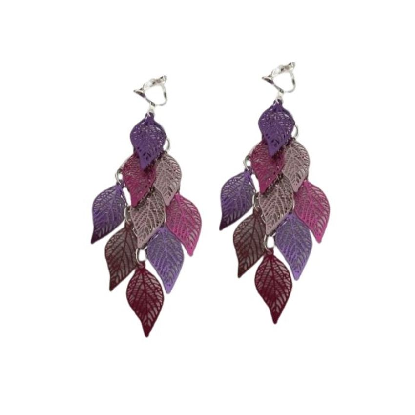 Violet Purple Clip On Ladies Earrings