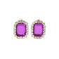 Violet Stone With Diamante Edges Clip On Earrings