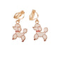 White Dog Clip On Earrings