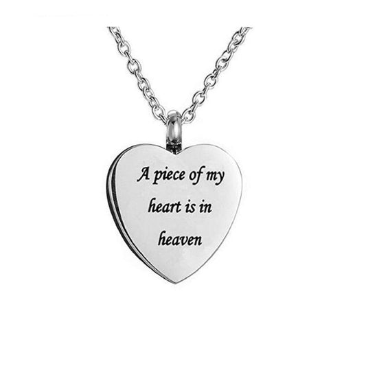 A Piece Of My Heart Is In Heaven Memorial Ashes Locket