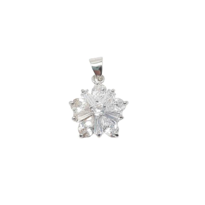 Baguette Stone Floral Cubic Zirconia Pendant