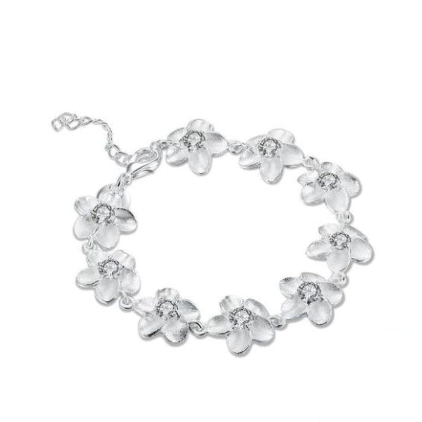 CZ Stone Centre Flower Linked Bracelet