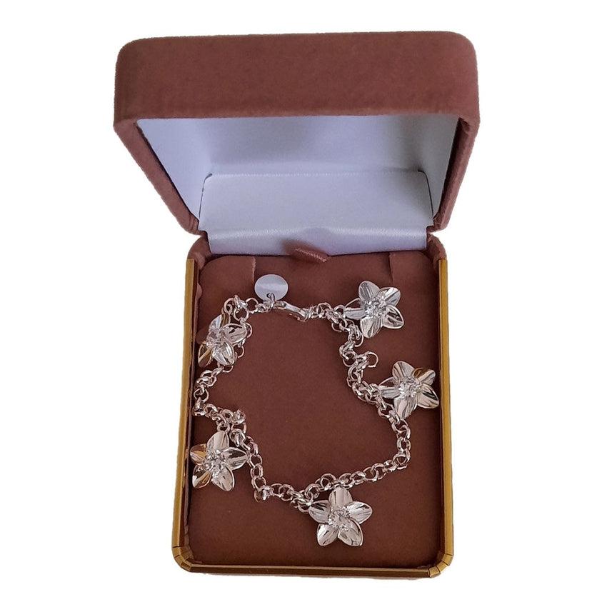 CZ Stone Centre Flower Linked Bracelet