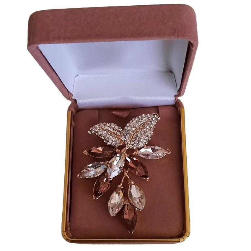 Crystal Stone Petal Brooch