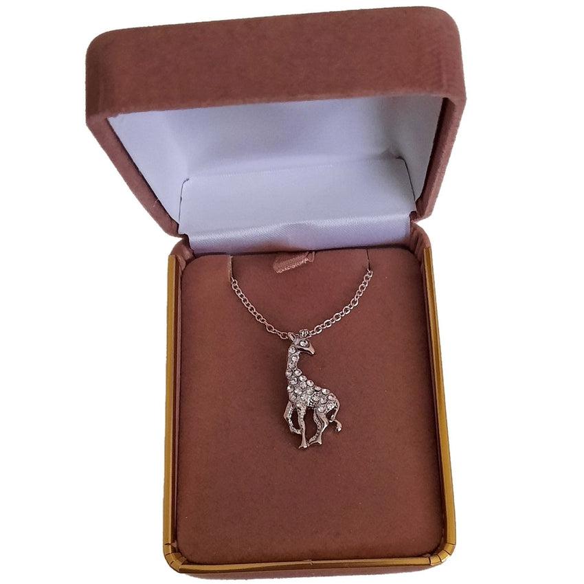 Crystal Stone Standing Giraffe Pendant