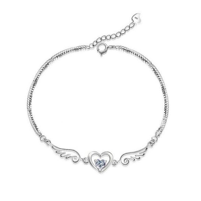 Cubic Zirconia Angel Wing Silver Bracelet