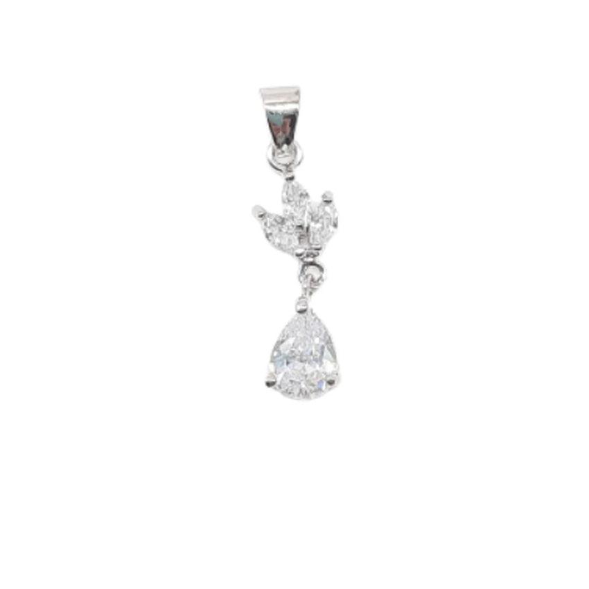 Cubic Zirconia Flower Drop Stone Pendant