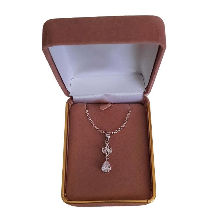 Cubic Zirconia Flower Drop Stone Pendant