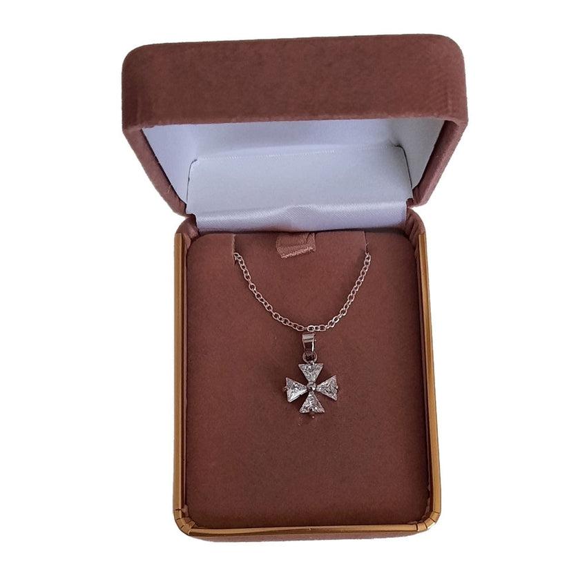 Cubic Zirconia Maltese Cross Pendant