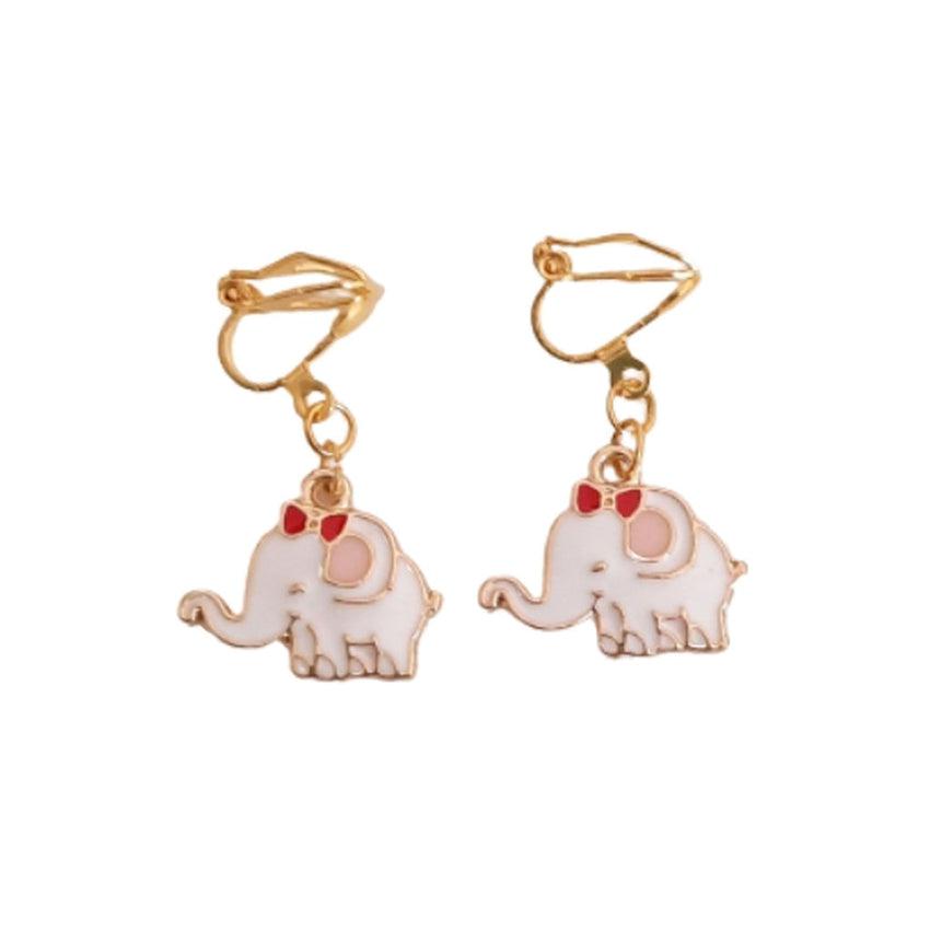 Cute Elephant Clip On Earrings