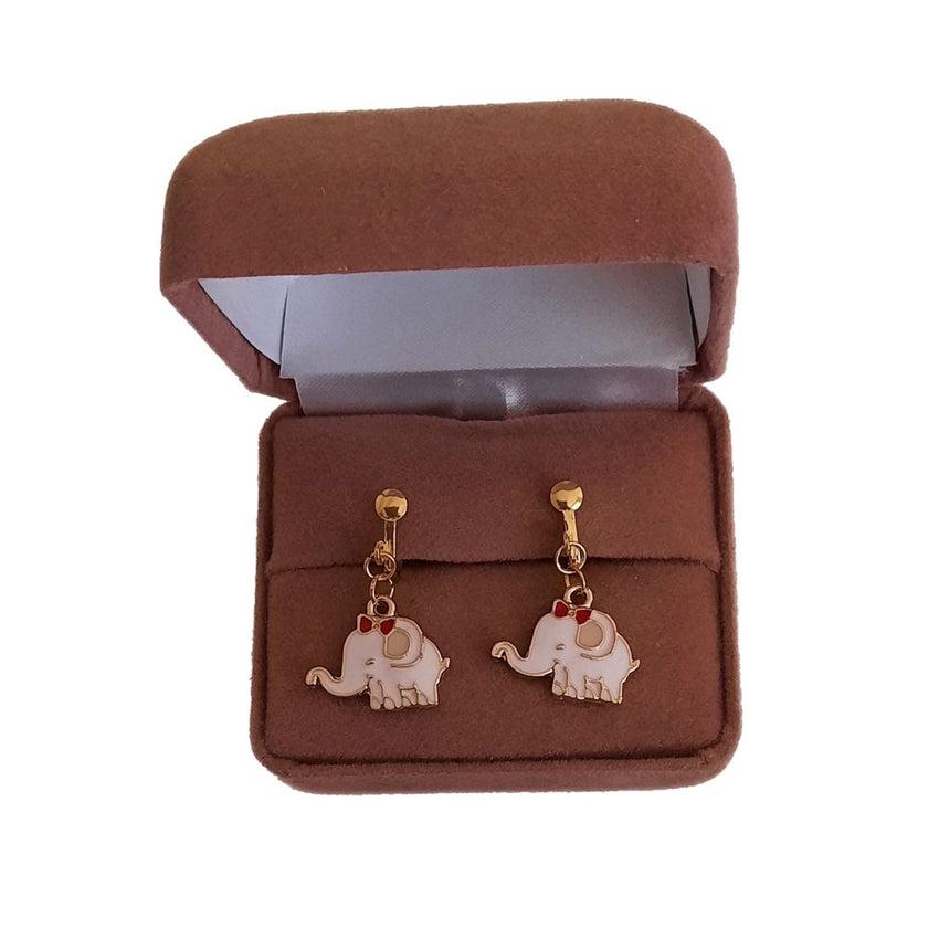 Cute Elephant Clip On Earrings