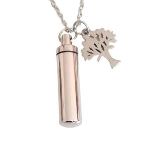 Cylinder With Tree Charm Cremation Ashes Locket