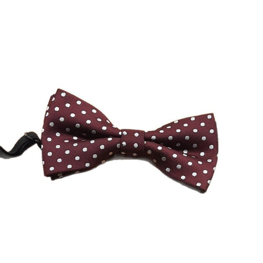 Dark Burgundy White Spot Boys Bow Tie