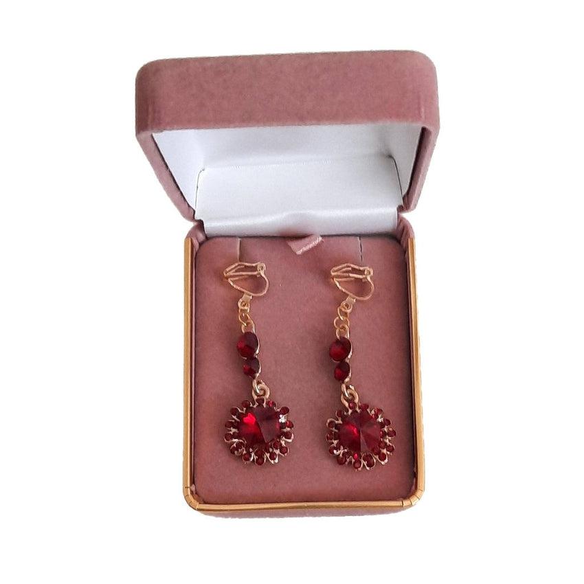 Red diamante drop on sale earrings