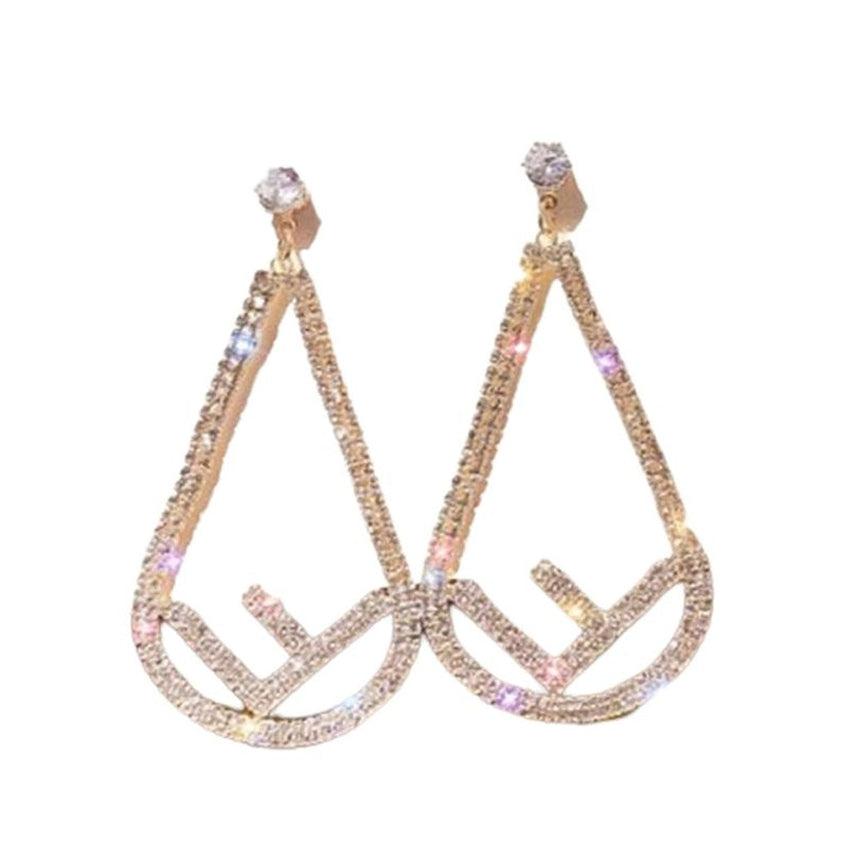 Fancy Bling Diamante And Gold Clip On Earrings