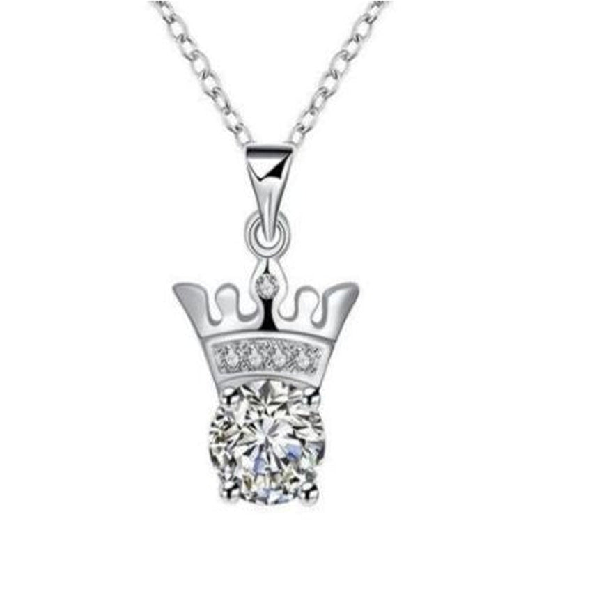 Girls Pretty Crown Pendant on a Cubic Zirconia Stone