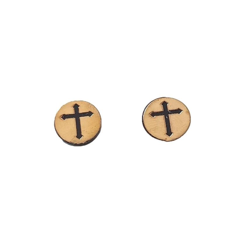 Childrens gold cross on sale earrings