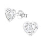 Heart Shape Sterling Silver And CZ Childrens Earrings