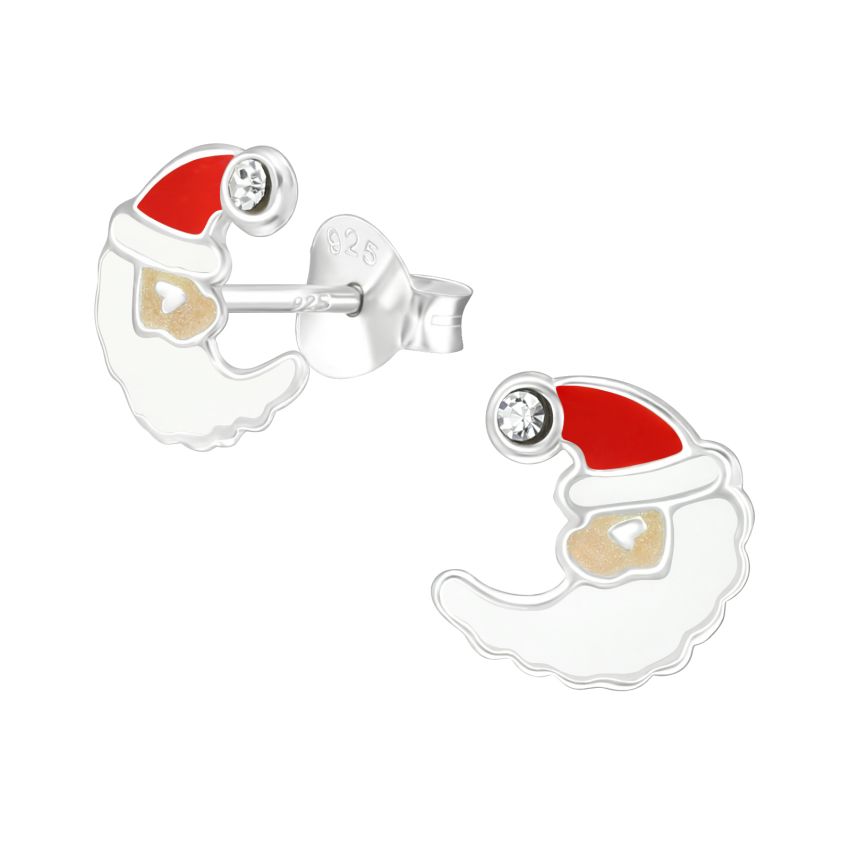 Kids Moon Santa Sterling Silver Earrings