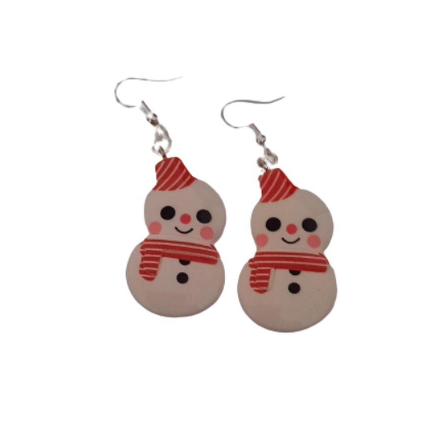 Large Snowman Christmas Earrings