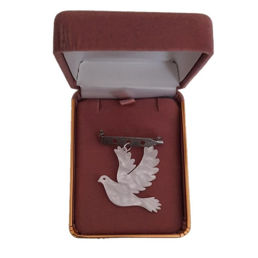 Large White Confirmation Dove Lapel Pin