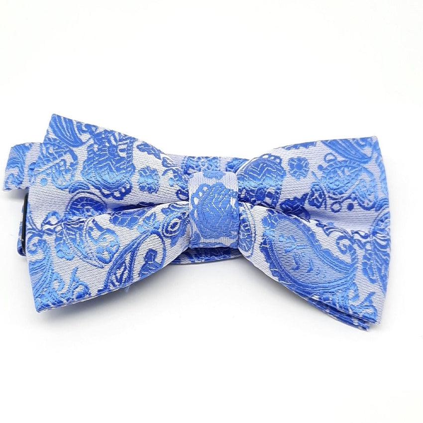 Light Slate Blue And Pale Purple Paisley Print Bow Tie