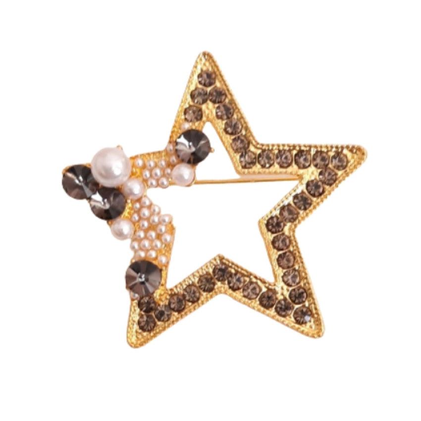 Open Centre Crystal Star Brooch