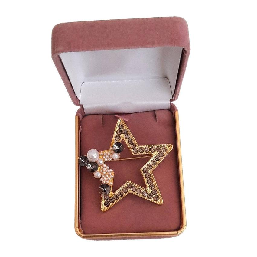 Open Centre Crystal Star Brooch