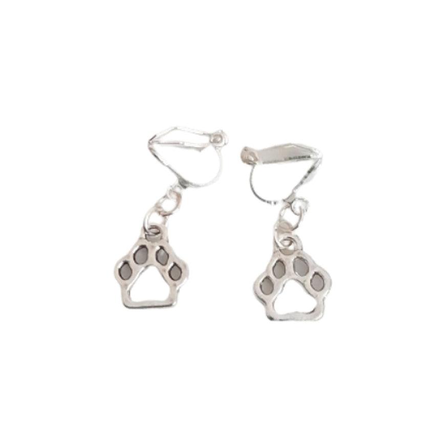 Paw Silver Plated Clip On Earrings