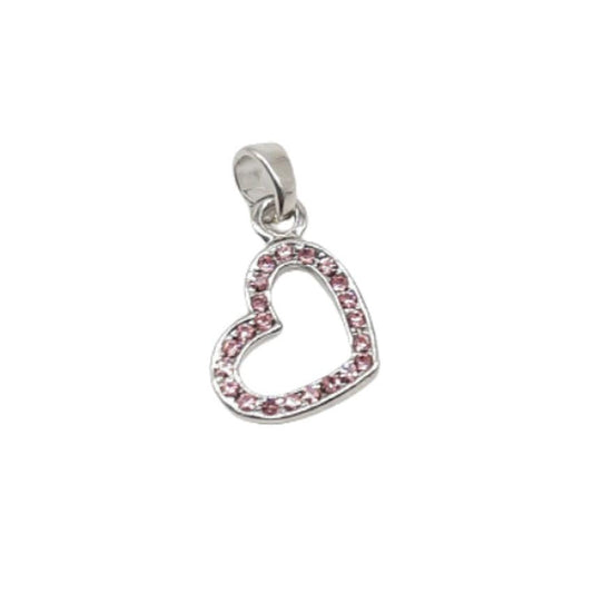 Pink Cubic Zirconia Open Heart Pendant