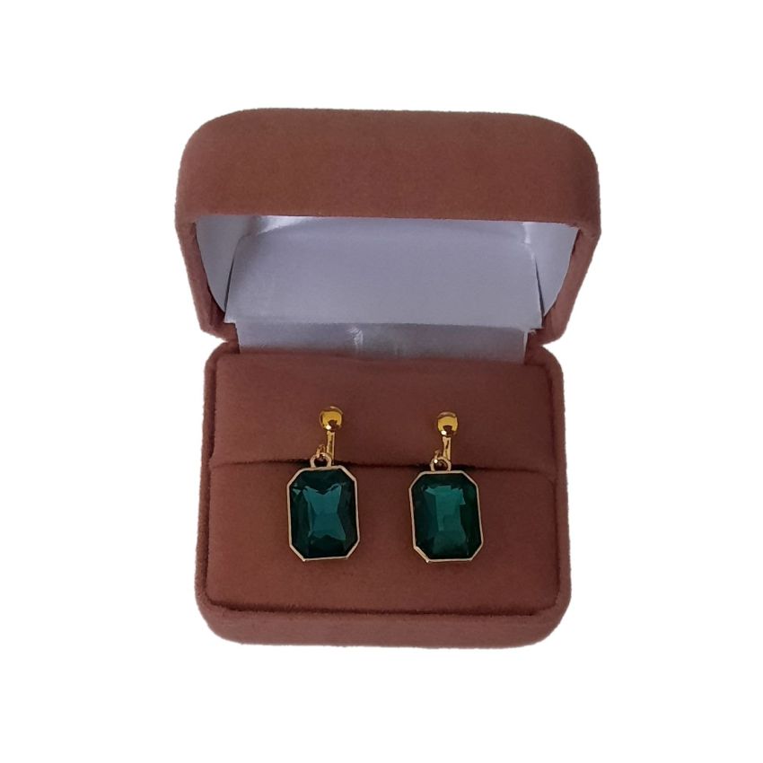 Rectangle Green Centre Stone Clip On Earrings(2)