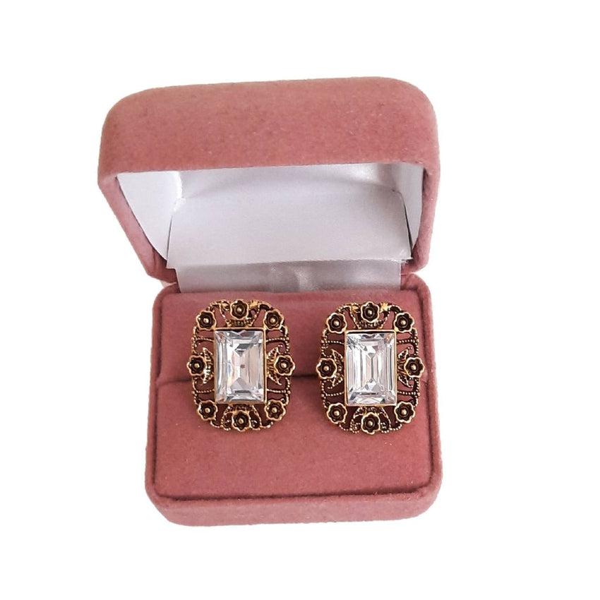 Rectangle Vintage Design Clip On Earrings