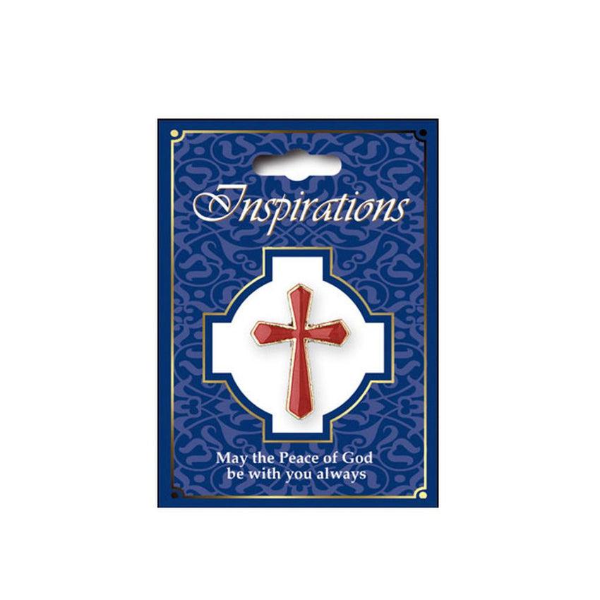 Red Enamel Confirmation Cross Lapel Pin